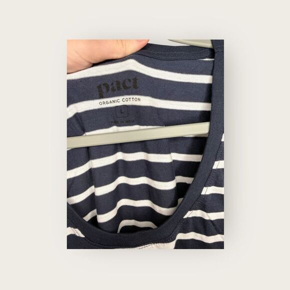 PACT Softspun Tank Midi Dress Monterey Stripe Size Large NWOT - Picture 7 of 8